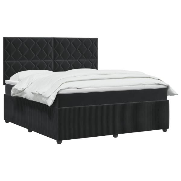 Boxspringbett mit Matratze Schwarz 180 x 200 cm Samt