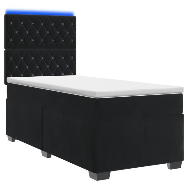 Boxspringbett mit Matratze Schwarz 90 x 190 cm Samt