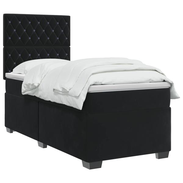 Boxspringbett mit Matratze Schwarz 90 x 190 cm Samt