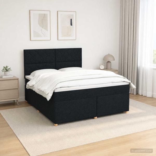 Boxspringbett mit Matratze Schwarz 160 x 200 cm Stoff