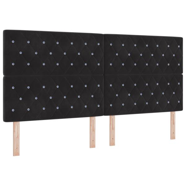 LED Boxspringbett mit Matratze Schwarz 200 x 200 cm Samt