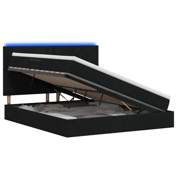 LED-Speicherbett mit Matratze Schwarz 160 x 200 cm Stoff