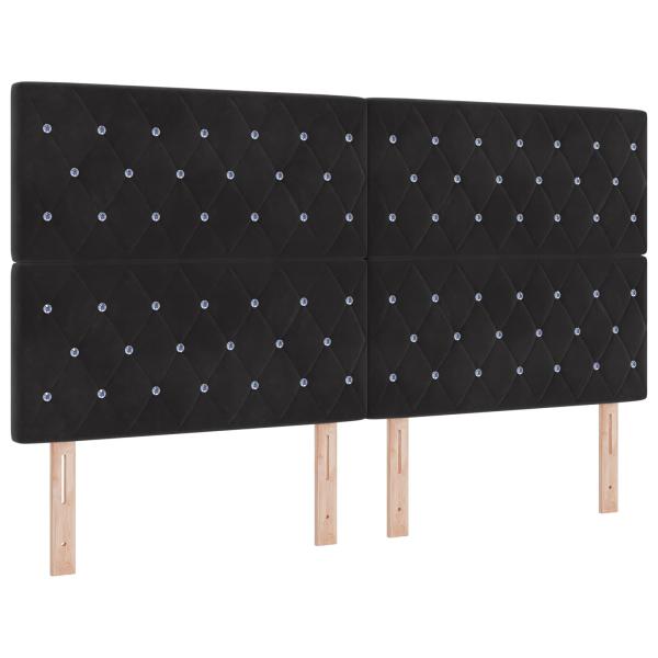 LED-Speicherbett mit Matratze Schwarz 180 x 200 cm Samt
