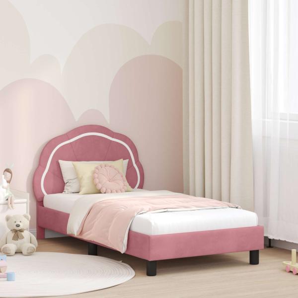 ARDEBO.de - Kinderbettgestell mit Kopfteil Rosa 80 x 160 cm Samt