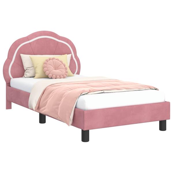 Kinderbettgestell mit Kopfteil Rosa 80 x 160 cm Samt