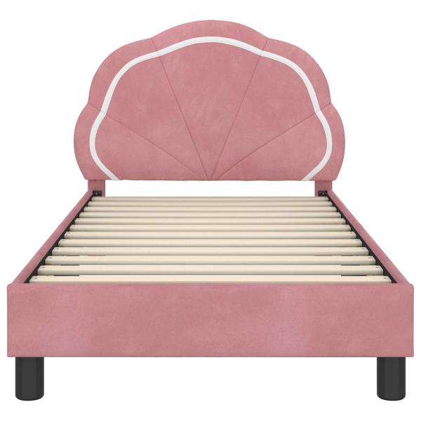 Kinderbettgestell mit Kopfteil Rosa 80 x 160 cm Samt