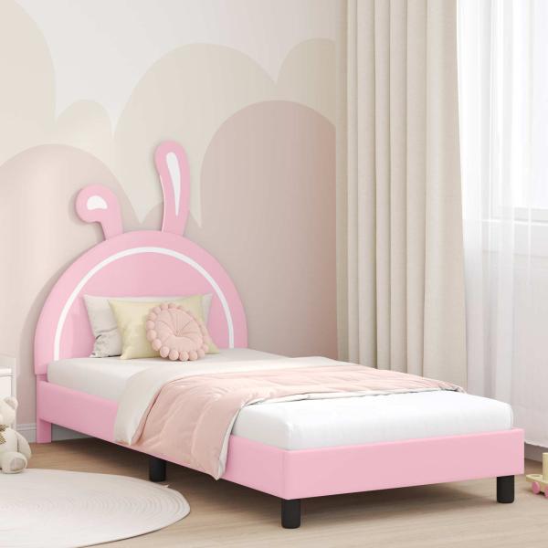ARDEBO.de - Kinderbettgestell mit Kopfteil Rosa 90 x 200 cm PU