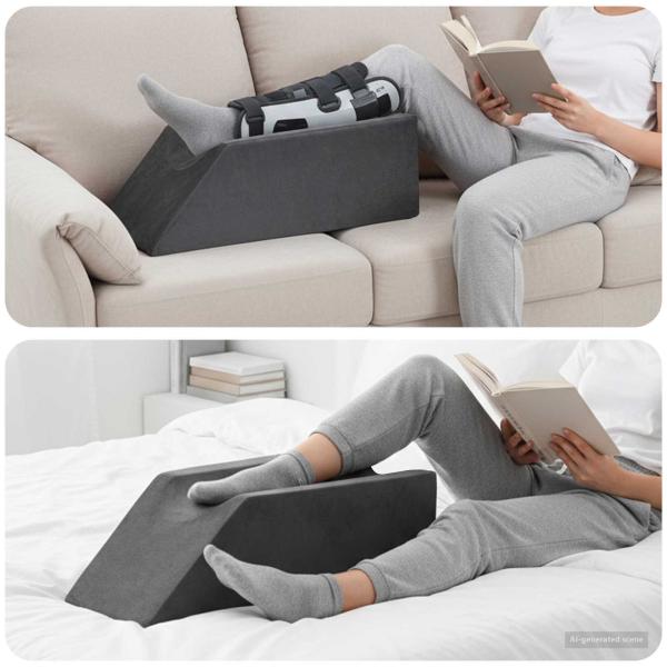 ARDEBO.de - Beinkissen 68 x 25 x 21,5 cm Fest PU-Schaum Grau