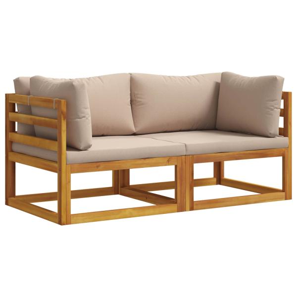 ARDEBO.de - 2 stk. Ecksofa mit Kissen 100 % Polyester Solid-Acacia Natur
