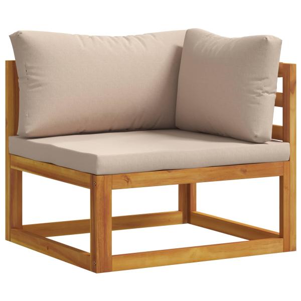 2 stk. Ecksofa mit Kissen 100 % Polyester Solid-Acacia Natur
