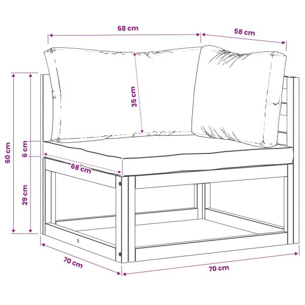 2 stk. Ecksofa mit Kissen 100 % Polyester Solid-Acacia Natur