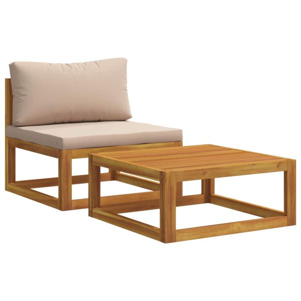 ARDEBO.de - Sofa-Set mit Kissen 2 stk. Massivholz Akazie Natur