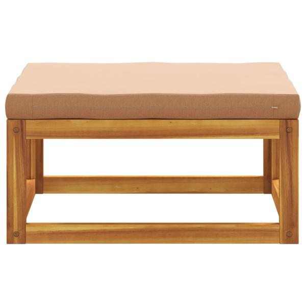 Modulares Fußhocker-Element mit Kissen Massivholz Akazie Natur