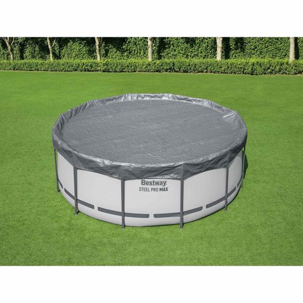ARDEBO.de - Bestway Poolabdeckung Ø3,66 m Rund Polyester Grau