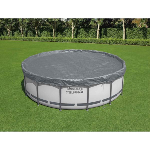 ARDEBO.de - Bestway Poolabdeckung Ø4,27 m Rund Polyester Grau