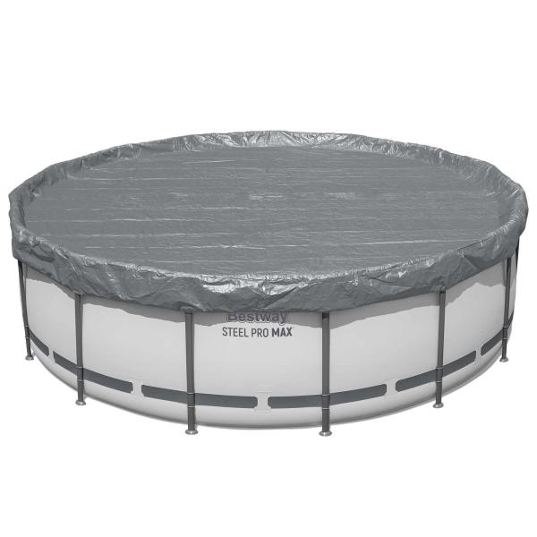 Bestway Poolabdeckung Ø4,27 m Rund Polyester Grau