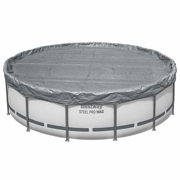 Bestway Poolabdeckung Ø4,57 m Rund Polyester Grau