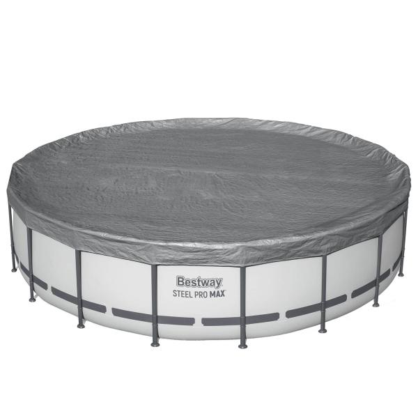 Bestway Poolabdeckung Ø5,49 m Rund Polyester Grau
