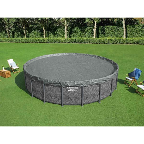 ARDEBO.de - Bestway Poolabdeckung Ø6,1 m Rund Polyester Grau