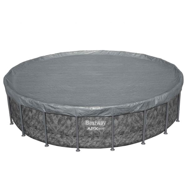 Bestway Poolabdeckung Ø6,1 m Rund Polyester Grau