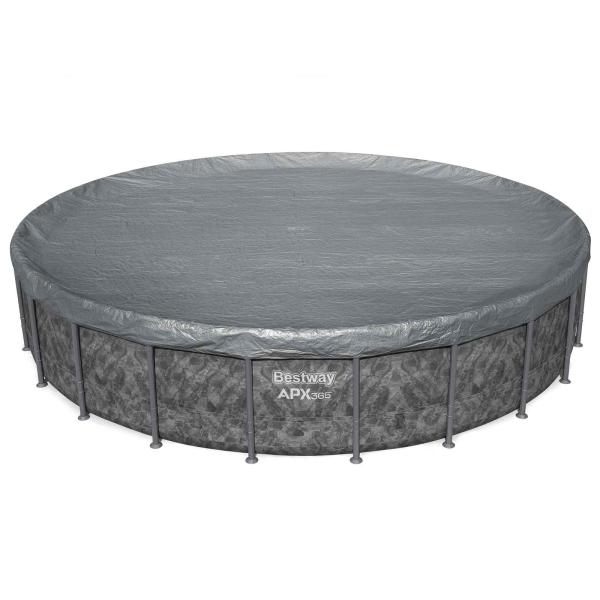 ARDEBO.de - Bestway Poolabdeckung Ø6,71 m Rund Polyester Grau