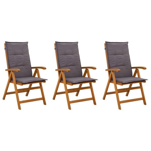 Liegest?hle f?r den Garten 3 stk. Natur Massivholz Akazie