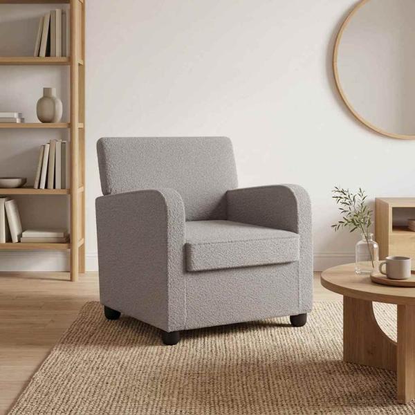 ARDEBO.de - Sessel Hellgrau Lammfell-Imitat