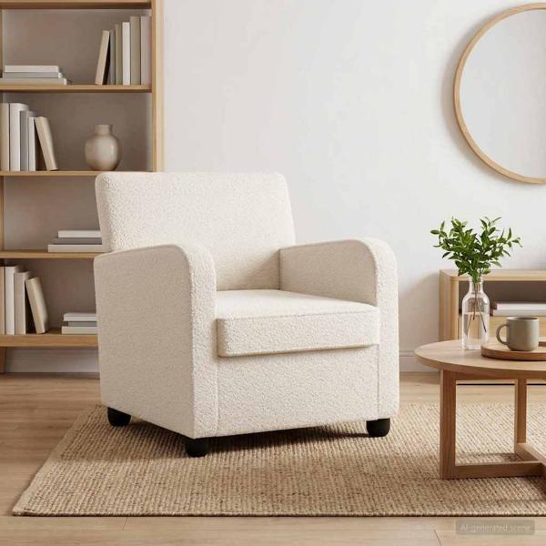 ARDEBO.de - Sessel Creme Lammfell-Imitat