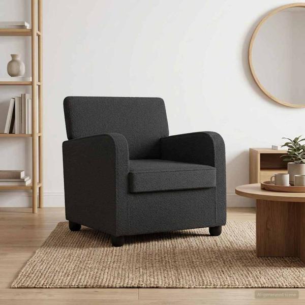 ARDEBO.de - Sessel Dunkelgrau Lammfell-Imitat