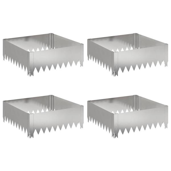 Raseneinfassung 4 stk. 60 x 60 x 20 cm Stahl Silber