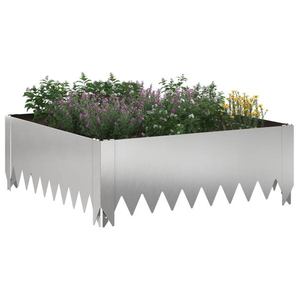 Raseneinfassung 4 stk. 60 x 60 x 20 cm Stahl Silber