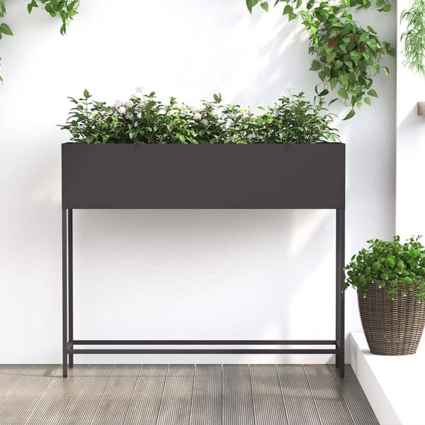 ARDEBO.de - Hochbeet Gartenpflanzer Schwarz 100 x 26 x 82 cm Stahl