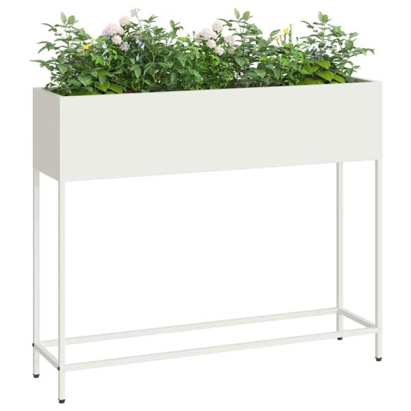 Hochbeet Gartenpflanzer Weiß 100 x 26 x 82 cm Stahl