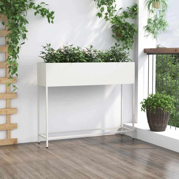 Hochbeet Gartenpflanzer Weiß 100 x 26 x 82 cm Stahl