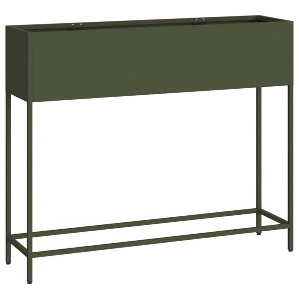 Hochbeet Gartenpflanzer Olivgrün 100 x 26 x 82 cm Stahl