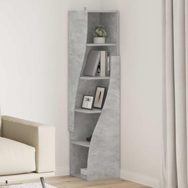 ARDEBO.de - Eckschrank 32x32x140cm Holzwerkstoff Betongrau