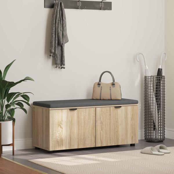ARDEBO.de - Flurbank mit Kissen mit Regal Sonoma-Eiche 100 x 38 x 46 cm