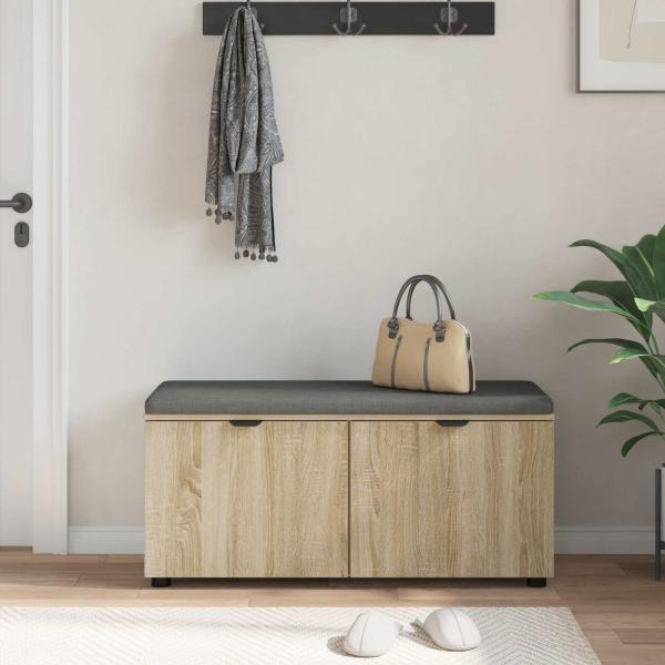 Flurbank mit Kissen mit Regal Sonoma-Eiche 100 x 38 x 46 cm