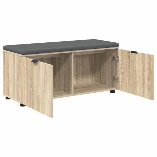 Flurbank mit Kissen mit Regal Sonoma-Eiche 100 x 38 x 46 cm