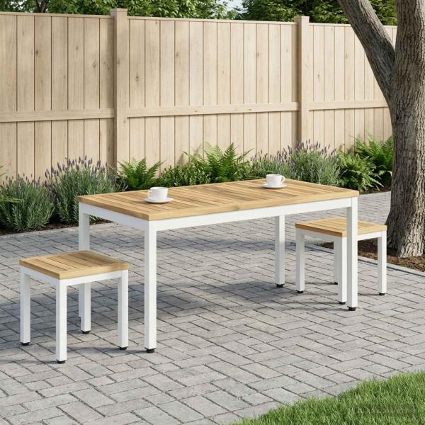 ARDEBO.de - Couchtisch Weiß 50 x 100,5 x 45 cm Massivholz Akazie