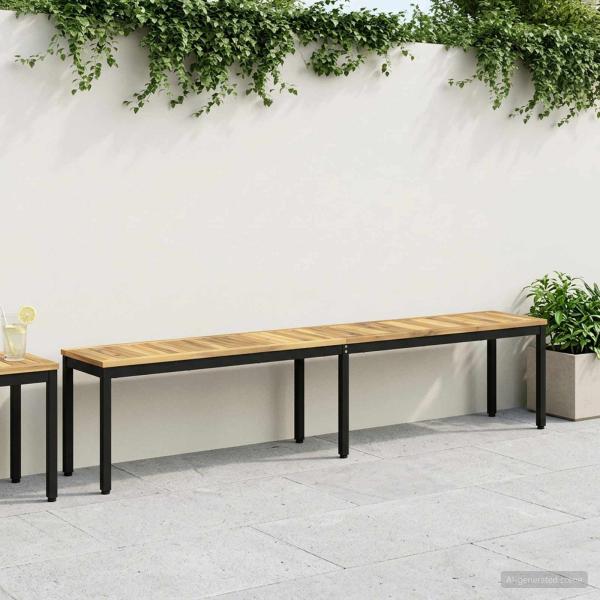 ARDEBO.de - Gartenbank 201 x 35 x 45 cm Massivholz Akazie Weiß und Schwarz