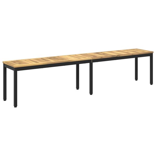 Gartenbank 201 x 35 x 45 cm Massivholz Akazie Weiß und Schwarz
