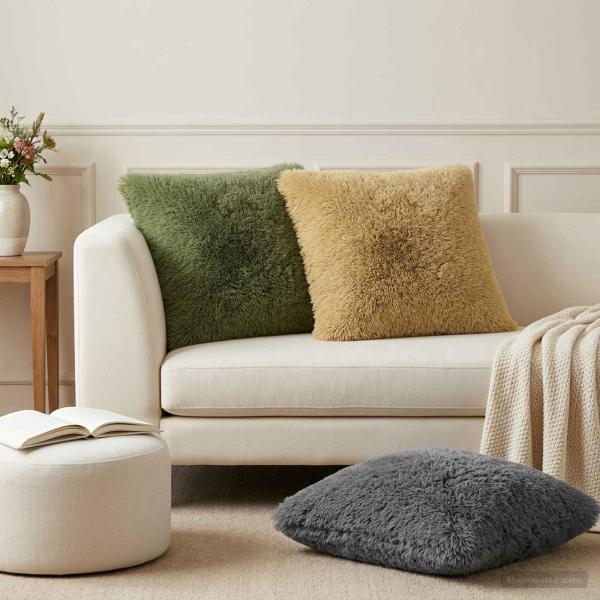ARDEBO.de - Kissen mit Kissen HEERLEN 2 Stk. Hellgrün PV Fleece