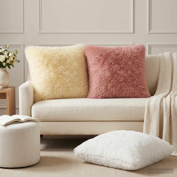 ARDEBO.de - Kissen mit Kissen HEERLEN 2 Stk. Weiß PV Fleece