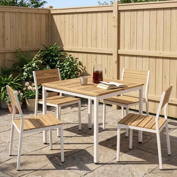 ARDEBO.de - Gartentisch Weiß 80 x 80,5 x 75 cm Massivholz Akazie