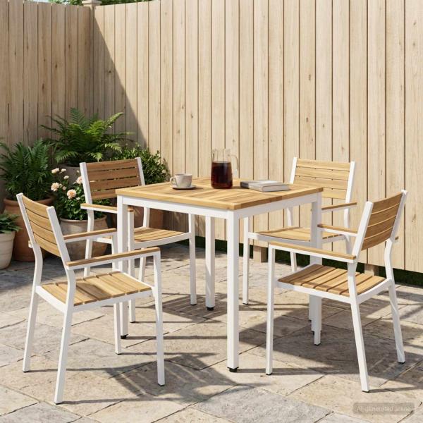 ARDEBO.de - Gartentisch Weiß 60 x 60,5 x 75 cm Massivholz Akazie