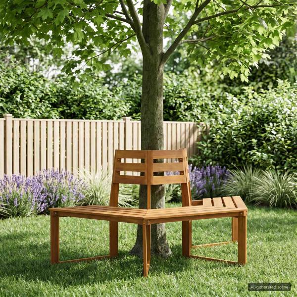 ARDEBO.de - Baumbank 160 x 70 x 86 cm Massivholz Akazie Natur