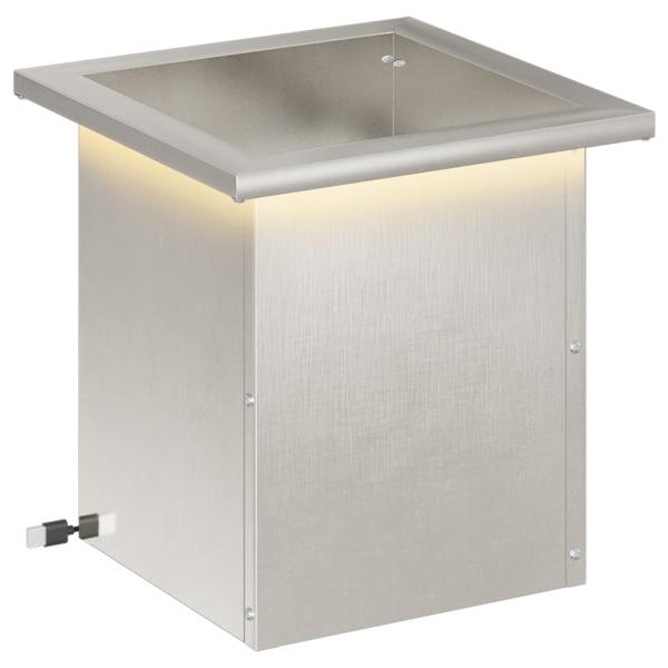 ARDEBO.de - Garten-Pflanzkübel mit LED Silber 30 x 30 x 30 cm Edelstahl