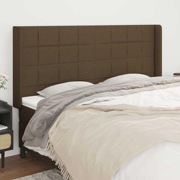 ARDEBO.de - Kopfteil mit Ohren Dunkelbraun 163x16x118/128 cm Stoff