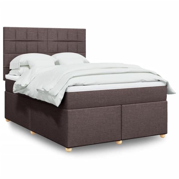 ARDEBO.de - Boxspringbett mit Matratze Dunkelbraun 160x200 cm Stoff